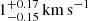 $ 1^{+0.17}_{-0.15} \,\mathrm{km\,s}^{-1} $