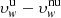 $ \upsilon_{\mathit{w}}^{\mathrm{u}}-\upsilon_{\mathit{w}}^{\mathrm{nu}} $