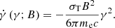 $$ \begin{aligned} \dot{\gamma }\left( \gamma ; B\right) = -\frac{\sigma _{\mathrm{T} } B^2 }{6 \pi m_{\rm e} c} \gamma ^2 \mathrm{.} \end{aligned} $$