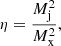 $$ \begin{aligned} \eta =\frac{M_\mathrm{j} ^2}{M_\mathrm{x} ^2}, \end{aligned} $$