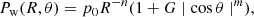 $$ \begin{aligned} P_{\rm w}(R,\theta )=p_0R^{-n}(1+G\mid \cos \theta \mid ^m), \end{aligned} $$