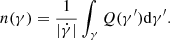 $$ \begin{aligned} n(\gamma ) = \frac{1}{|\dot{\gamma }|} \int _{\gamma } Q(\gamma ^{\prime })\mathrm{d}\gamma ^{\prime }. \end{aligned} $$