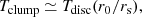$$ \begin{aligned} T_{\rm clump}\simeq T_{\rm disc}(r_0/r_{\rm s}), \end{aligned} $$