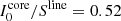 $ I^{\rm core}_0/S^{\rm line}=0.52 $