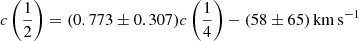 $ c\left(\frac{1}{2}\right) = (0.773 \pm 0.307) c\left(\frac{1}{4}\right) -(58 \pm 65)\,\mathrm{km \, s^{-1}} $