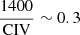 $ \frac{1400}{\mathrm{CIV}} \sim 0.3 $