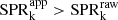 $ \mathrm{SPR}^{\mathrm{app}}_{\mathrm{k}} > \mathrm{SPR}^{\mathrm{raw}}_{\mathrm{k}} $