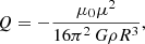 $$ \begin{aligned} Q=-\dfrac{\mu _0 \mu ^2}{16\pi ^2\,G \rho R^3}, \end{aligned} $$