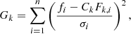 $$ \begin{aligned} G_k = \sum ^n_{i=1} \left( \frac{f_i - C_k F_{k,i}}{\sigma _i} \right)^2, \end{aligned} $$
