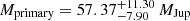 $ M_{\mathrm{primary}} = 57.37^{+11.30}_{-7.90}\,M_{\mathrm{Jup}} $
