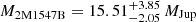 $ M_{\mathrm{2M1547B}} = 15.51^{+3.85}_{-2.05}\,M_{\mathrm{Jup}} $