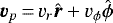 ${\bm{v}}_{p}\,{=}\,v_r \hat{\bm r}&#x002B; v_{\phi} \hat{\boldmath \phi}$
