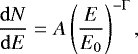 \begin{equation*}\frac{\mathrm{d}N}{\mathrm{d}E} = A \left(\frac{E}{E_0}\right)^{-\Gamma}, \end{equation*}