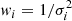 $$ \begin{aligned} { w}_i = 1/\sigma _i^2 \end{aligned} $$