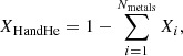 $$ \begin{aligned} X_{\rm H and He} = 1-\sum _{i=1}^{N_{\rm metals}}X_i , \end{aligned} $$