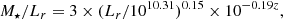 $$ \begin{aligned} M_\star /L_r=3\times (L_r/10^{10.31})^{0.15} \times 10^{-0.19z}, \end{aligned} $$