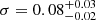 $ \sigma=0.08_{-0.02}^{+0.03} $