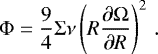 \begin{equation*}\Phi = \frac{9}{4} \Sigma \nu \left(R \frac{\partial \Omega}{\partial R} \right)^2 \,. \end{equation*}