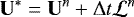 \begin{equation*}\bm{\mathrm{U}}^* = \bm{\mathrm{U}}^n &#x002B; \Delta t \mathcal{L}^n \end{equation*}