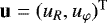 $\bm{\mathrm{u}} = (u_R, u_{\varphi})^{\mathrm{T}}$