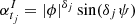 $ \alpha_{t_j}^{I} = |\phi|^{\delta_{j}} \sin(\delta_{j}\psi) $