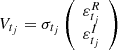 $ V_{t_j} = \sigma_{t_j} \left( \begin{array}{c} \varepsilon_{t_j}^R \\ \varepsilon_{t_j}^I \end{array} \right) $