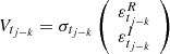 $ V_{t_{j-k}} = \sigma_{t_{j-k}} \left( \begin{array}{c} \varepsilon_{t_{j-k}}^R \\ \varepsilon_{t_{j-k}}^I \end{array} \right) $