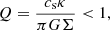 $$ \begin{aligned} Q = \frac{c_{\rm s} \kappa }{\pi G \Sigma } < 1, \end{aligned} $$