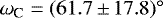 $\omega_{\textrm{C}} = (61.7\,{\pm}\,17.8)^{\circ}$