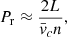 $$ \begin{aligned} P_{\rm r}\approx \frac{2L}{\bar{v}_cn}, \end{aligned} $$