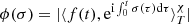 $ \phi(\sigma)=|\langle f(t),{{\rm e}}^{{{\rm i}} \int_0^t \sigma(\tau) {\rm d} \tau } \rangle_T^{ \chi} | $