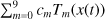 $ \sum {_{m = 0}^9} {c_m}{T_m}(x(t)) $