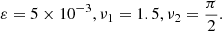 $$ \begin{aligned} \varepsilon =5 \times 10^{-3}, \nu _1=1.5, \nu _2=\frac{\pi }{2}. \end{aligned} $$