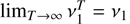 $ {\lim_{T \to \infty }}\nu _1^T = {\nu _1} $