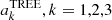 $ a_k^{{\rm{TREE}}},k = 1,2,3 $