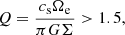 $$ \begin{aligned} Q = \dfrac{c_{\rm s} \Omega _{\rm e} }{\pi G \Sigma } > 1.5 , \end{aligned} $$