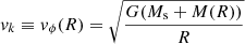 $ \mathit{v}_k \equiv \mathit{v}_{\phi}(R) = \sqrt{\frac{G (M_{\mathrm{s}}+M(R))}{R}} $