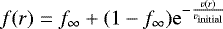 $f(r) = f_{\infty} &#x002B; (1 - f_{\infty})\mathrm{e}^{-\frac{v(r)}{v_{\mathrm{initial}}}}$