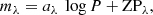 $$ \begin{aligned} m_\lambda = a_\lambda ~\log P + \mathrm{ZP}_\lambda ,\end{aligned} $$