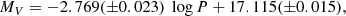 $$ \begin{aligned} M_{V} = -2.769(\pm 0.023)~\log P + 17.115(\pm 0.015) ,\end{aligned} $$