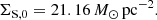 $$ \begin{aligned} \Sigma _{\rm S,0}=21.16\,M_{\odot }\,\mathrm{pc}^{-2}. \end{aligned} $$