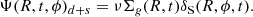 $$ \begin{aligned} \Psi (R,t,\phi )_{d+s} = \nu \Sigma _{ g}(R,t) \delta _{\rm S}(R,\phi ,t). \end{aligned} $$