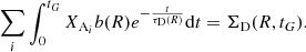 $$ \begin{aligned} \sum _i \int _0^{t_G} X_{\mathrm{A}_i} b(R) e^{-\frac{t}{\tau _{\rm D}(R)}} \mathrm{d}t = \Sigma _{\rm D} (R,t_G). \end{aligned} $$