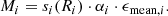 $$ \begin{aligned} M_{i} = s_{i}(R_{i}) \cdot \alpha _{i} \cdot \epsilon _{\mathrm{mean},i}. \end{aligned} $$