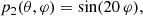 $$ \begin{aligned} p_2(\theta , \varphi )&= \sin (20\,\varphi ),\end{aligned} $$