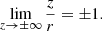 $$ \begin{aligned} \lim _{z\rightarrow \pm \infty } \frac{z}{r} = \pm 1. \end{aligned} $$