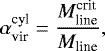 \begin{equation*} \alpha_{\textrm{vir}}^{\textrm{cyl}}=\frac{M_{\textrm{line}}^{\textrm{crit}}}{M_{\textrm{line}}},\end{equation*}