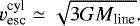\begin{equation*} v_{\textrm{esc}}^{\textrm{cyl}}\simeq\sqrt{3GM_{\textrm{line}}}.\end{equation*}