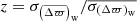 $ z=\sigma_{\left(\overline{\Delta \varpi}\right)_{\mathrm{w}}}/\overline{\sigma_{\left(\Delta \varpi\right)_{\mathrm{w}}}} $
