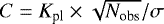 $C=K_{\textrm{pl}} \times \sqrt{N_{\textrm{obs}}} / \sigma$